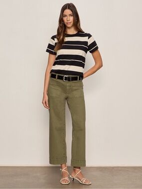 Sanctuary Marine Cropped Olive Wide Leg Jeans